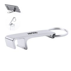 2-i-1 metal nøglering - smartphone holder og oplukker 