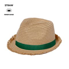 Strå hat med trevlet kant og tryk mulighed