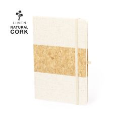 Notesbog af linned og kork med blanke A5 sider