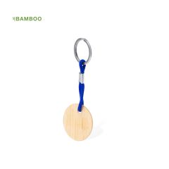 Nøglering med rund bambus plade og polyester snor