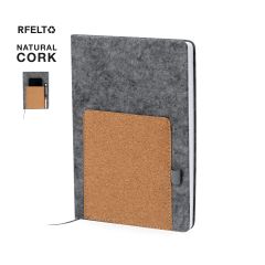 Notesbog af RPET filt med kork lomme og pen holder A5