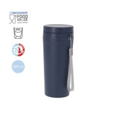 Termokrus af genbrugt plast med skruelåg og bærestrop 320 ml