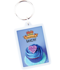 Rektangulær akryl nøglering 42 x 63.5mm