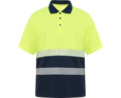 Polyester polo shirt med refleks og korte ærmer