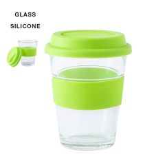 Glas kaffekop med silikone låg 350 ml