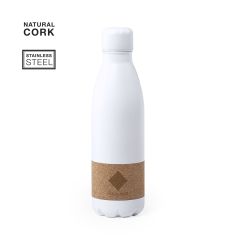 Hvid drikkeflaske m. mat finish og kork, 750 ml