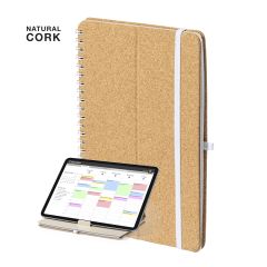 Kork og hvedehalm notesbog med tabletholder, A5
