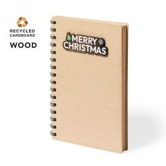 Notesbog af genbrugt pap med "Merry Christmas" skilt, A5