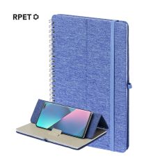 Notesbog af RPET materiale med mobil og tablet holder, A5