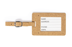 Baggage tag i kork med tryk mulighed
