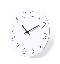 Hvidt vægur af MDF træ med mulighed for logotryk