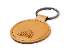 Rund genbrugt læder nøglering