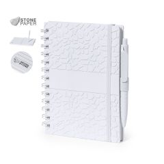 Notesbog og kuglepen af sten ekstrakt i unik design