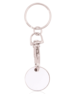 Hvid vognmønt nøglering til indkøbsvogn